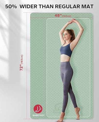 HAPBEAR Extra Large Yoga Mat - 72"x48"/78"x54", 1/4" & 1/3" Thick, Non-Slip, Durable, Eco-Friendly, Wide Exercise Mat for Home Workouts, Yoga, Pilates, Stretching, Meditation (Barefoot Exercise) thumbnail 2