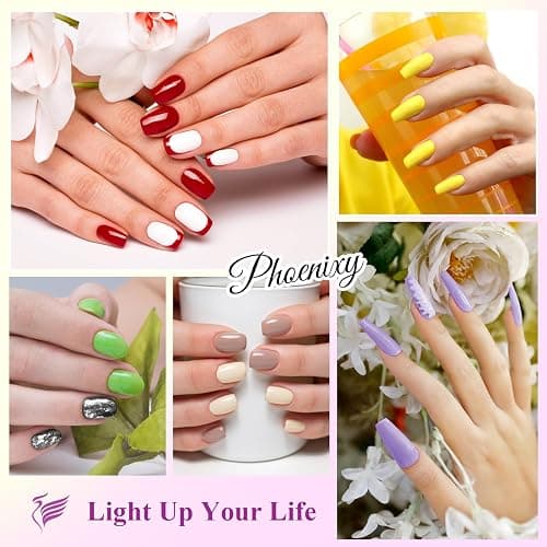 PHOENIXY 24 PCS Gel Nail Polish, Pink Purple 21 Colors Gel Nail Polish Set with Base Glossy Matte Top Coat Black Red Nail Kit Gifts for Women thumbnail 4