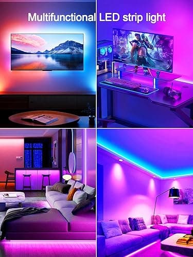 GIPOYENT TV LED Backlight,Sync to Music LED Strip Lights for 56-80 inch TV, LED TV Lights with Bluetooth Function,Led Lights for Bedroom RGB Colors Changing for Home Theater Non-Waterproof (16.4ft) thumbnail 7