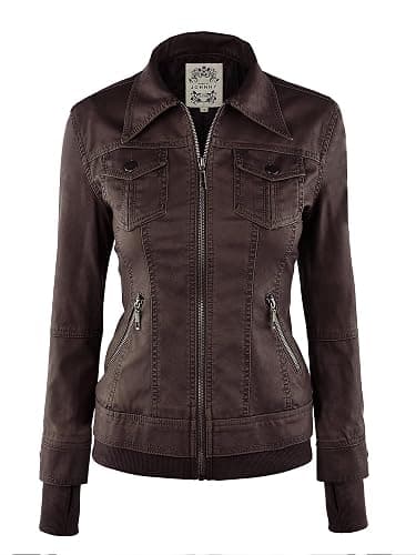 Made By Johnny Faux Leather Jacket Women Motorcycle Coat for Biker with Removable Hood thumbnail 5