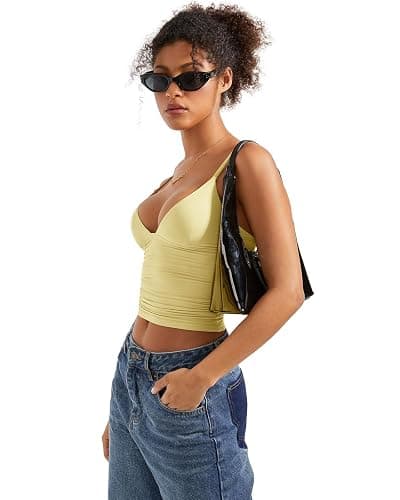 SUUKSESS Women Sexy Deep V Neck Sleeveless Fitted Basic Tops Y2K Tank Top Cami thumbnail 6