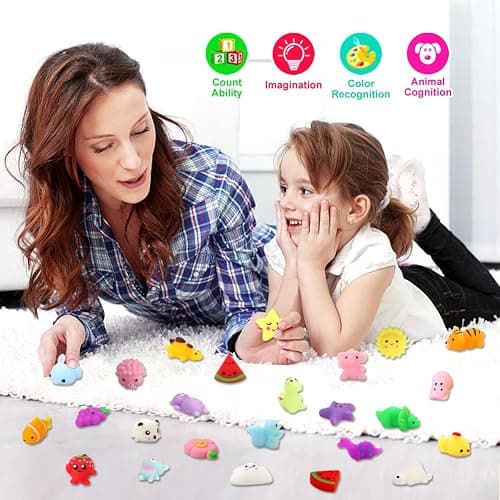 KINGYAO Squishies Squishy Toy 24pcs Party Favors for Kids Mochi Squishy Toy moji Kids Mini Kawaii squishies Mochi Stress Reliever Anxiety Toys Easter Basket Stuffers fillers with Storage Box thumbnail 5