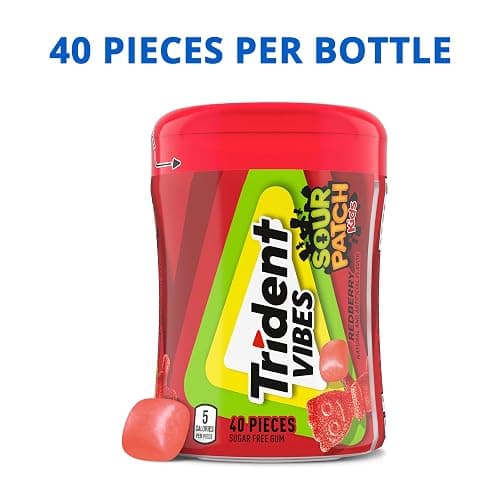 Trident Vibes SOUR PATCH KIDS Redberry Sugar-Free Chewing Gum, 40 Piece Bottle thumbnail 4