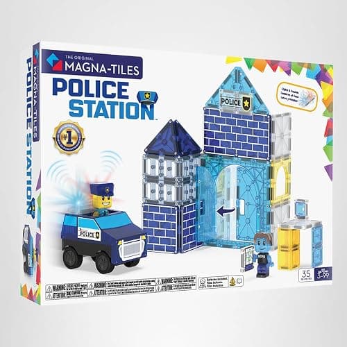 MAGNA-TILES Police Station 35-Piece Magnetic Construction Set, The Original Magnetic Building Brand thumbnail 9