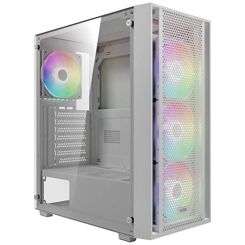 GAMDIAS White ATX Mid Tower Gaming Computer PC Case with Side Tempered Glass, Preinstalled 4X 120mm ARGB Fans, Support Up to 6X 120mm Fans, 360mm AIO/Radiator, 340mm GPU/VGA, 160mm CPU Air Cooler - Image 1