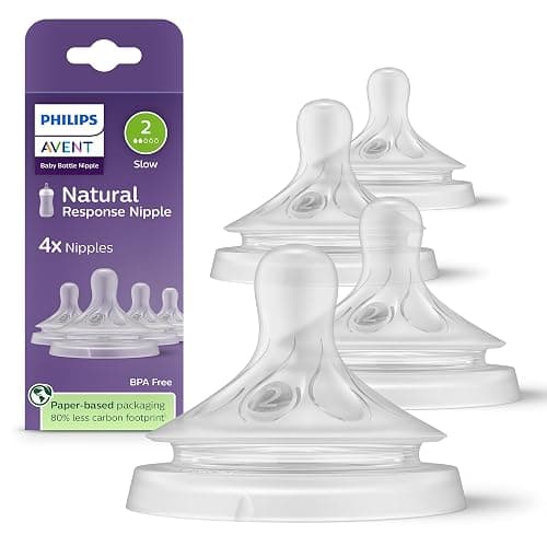 Philips Avent Natural Response Nipple, Slow Flow (Flow 2), 0m+, 4-pack, SCY962/44 - Image 1