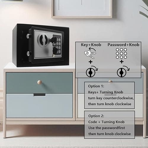 Yuanshikj Electronic Deluxe Digital Security Safe Box Key Keypad Lock Home Office Hotel Business Jewelry Gun Cash Use Storage money (BLACK) thumbnail 6