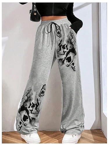 SOLY HUX Women's Y2k Sweatpants Drawstring Waist Straight Leg Gothic Grunge Pants Streetwear thumbnail 3
