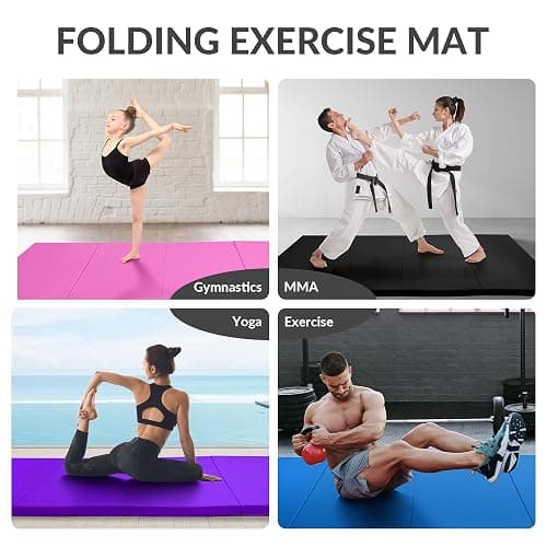 Aurorafy Gymnastics Mat 4'x8'x2" Folding Exercise Mat with Carrying Handles | High Density Tumbling Mat with PU Leather Surface for Home Gym, Yoga, Pilates, Stretching, MMA, Core Workouts, Gym Training thumbnail 7