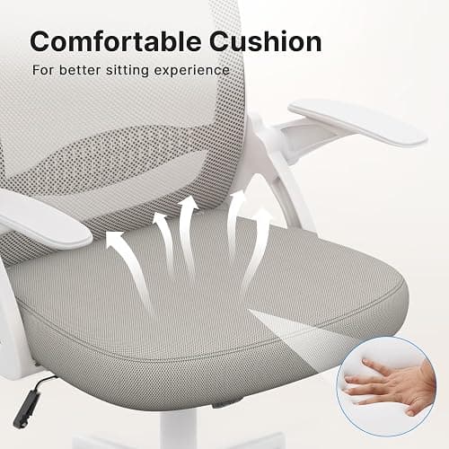 naspaluro Home Office Chair Ergonomic Desk Chair Swivel Computer Chair Mid-Back Mesh Chair with Flip-up Armrests and Lumbar Support for Home/Office - Gray thumbnail 7
