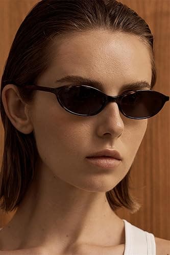 GUVIVI Retro Oval Sunglasses for Women Chic Cat Eye 90s Sunnies Lightweight Narrow Shades Trendy UV protection Sun Glasses thumbnail 5
