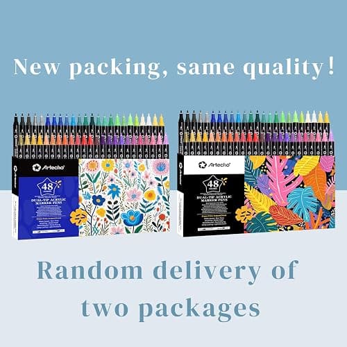 Artecho Acrylic Paint Markers 48 Colors, Acrylic Paint Pens with Brush Tip and Fine Tip for Stone, Rock Painting, Paper, Pumpkin, Wood, Egg, Canvas, Ceramic, Fabric, leather, Glass, DIY Crafts thumbnail 2
