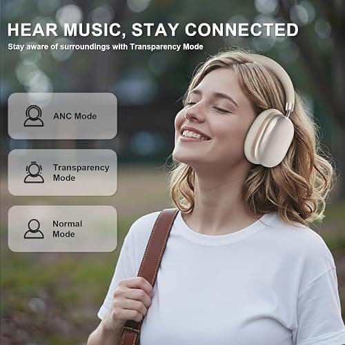 FOFUN NC95 Hybrid Active Noise Cancelling Headphones with Knob Control, 65H Playtime Over Ear Headphones Wireless Bluetooth 6.0, App Control, Hi-Res Audio, Comfort Fit, Clear Calls for Travel/Workout thumbnail 3