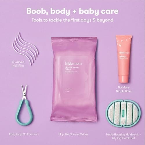 Frida Mom 30pc Pre-Packed Hospital & Diaper Bag Essentials Gift Set, Includes Labor, Postpartum, & Newborn Grooming Kit in One, Easy to Organize with Removable Toiletry Bags, & Suitcase Strap thumbnail 5