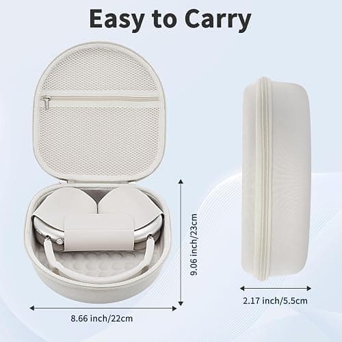 Case for Apple Airpods Max Headphones, Travel Portable Headphone Hard Case Cover Bag, Mesh Pouch with Zipper for Charger and Accessories (Starlight) thumbnail 6
