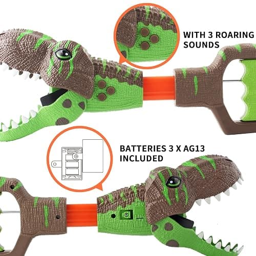 DINOBROS Dinosaur Chomper Toys for Kids with 3 Roar Sounds and Light Jurassic Dinosaurs Grabber Claw T-Rex Reacher Robot Hand Pincher Dino Snapper thumbnail 5