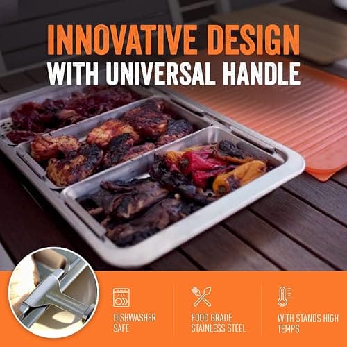 Yukon Glory™ BBQ 'N SERVE Premium Set, Includes 3 Grill Baskets, Serving Tray, Bamboo Cutting Board, Plastic Lid and Clip-on Handle thumbnail 2