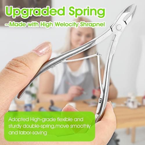 Kifmurase 8 Pack Cuticle Trimmer Stainless Steel Cuticle Nippers Pointed Blade Nail Cuticle Cutter Dead Skin Remover Pedicure Manicure Tools Double Spring for Fingernails Toenails (Silver) thumbnail 7