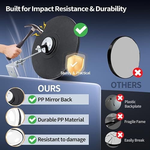 12-Inch Convex Safety Mirror– 160° Adjustable Wide Angle Acrylic Traffic Mirror for Driveway, Garage & Warehouse, Eliminate Blind Spots, Shatterproof Indoor/Outdoor with Easy Wall Mount thumbnail 6