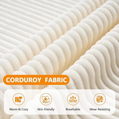 Oversized Comfy Reading Nook Chair with Frame for Adults (White) | Cloud Lounge Accent Chair for Bedroom Living Room|Giant|Corduroy|44 Inch thumbnail 6
