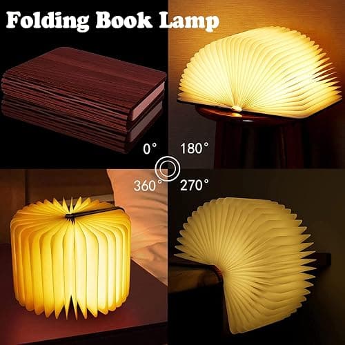 Tiuredx Wooden Book Light, 3 Colors Novelty LED Night Light Portable Folding Book Lamp Decorative Books Paper Lantern for Home Decor Office Party thumbnail 2