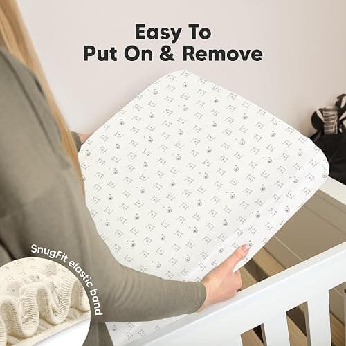 KeaBabies 2-Pack Organic Crib Sheets for Boys, Girls - 52x28 Fitted Crib Mattress Sheet Neutral, Breathable Jersey Cotton Cover for Baby Bed, Toddler Mattress, Soft & Cute Prints (Bumble Bear) thumbnail 6