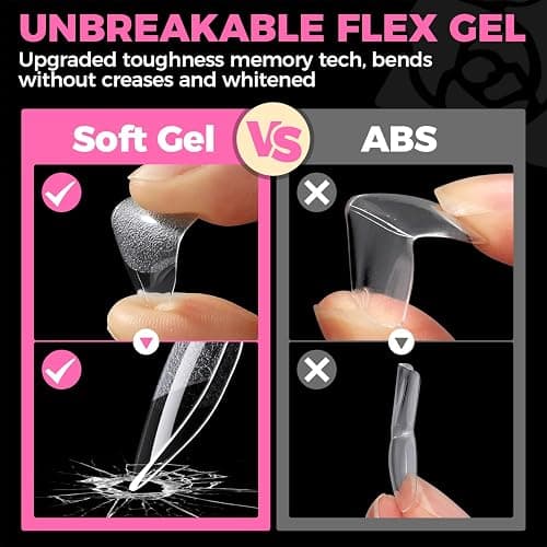 UNA GELLA Short Almond Nail Tips: 504PCS Short Fake Nails Soft Press On Gel Nail Tips Pre Shaped Almond Shape Home Nail Extension Full Cover, 12 Sizes Acrylic Gelly Tips thumbnail 6