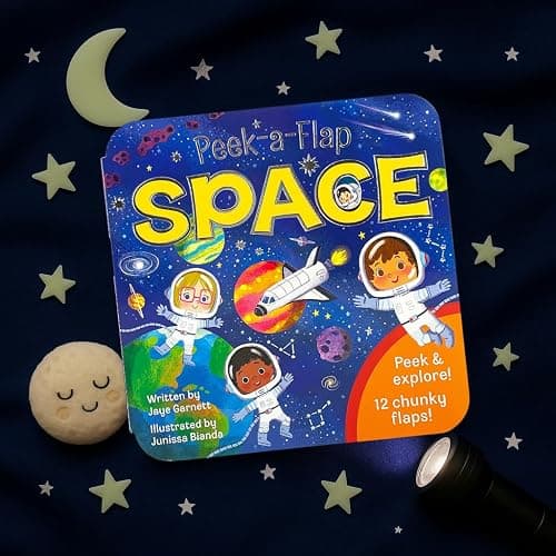 Peek-a-Flap Space Children's Lift-a-Flap Board Book - Planets, Solar System, Outer Space, Rockets & More thumbnail 4