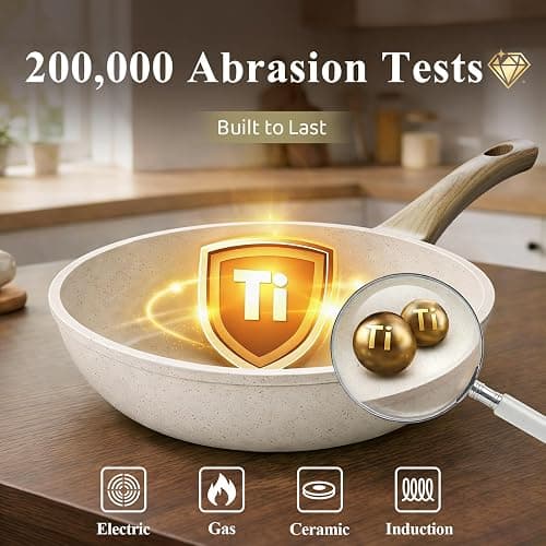 Bazova 25Pcs Pots and Pans Set Non Stick, Titanium-Reinforced Ceramic Cookware Set Non Stick, Non Toxic PFAS-Free Induction Ready, Long-Lasting Performance, Full Kitchen Set with 3 Casseroles thumbnail 3