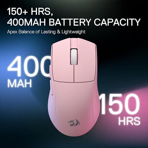 Redragon M916 PRO 3-Mode Wireless Gaming Mouse, 49G Ultra-Light 26K DPI Mouse w/Ergonomic Natural Grip Build, Full Programmable Buttons, Software Supports DIY Keybinds & DPI (1K Hz, Pink) thumbnail 6