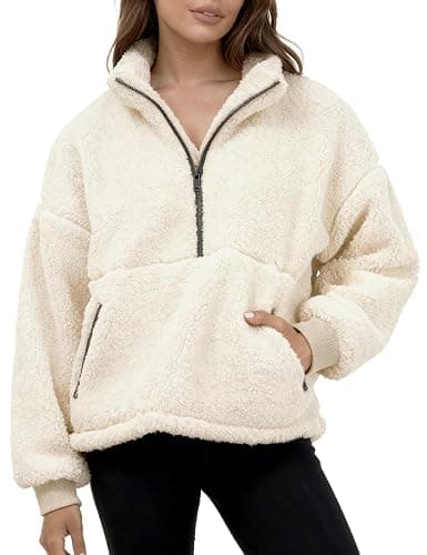 PEHMEA Women's Half Zip Sherpa Fleece Pullover Warm Oversized Sweatshirts Soft Fuzzy Jackets for Fall Winter 2025 - Image 1