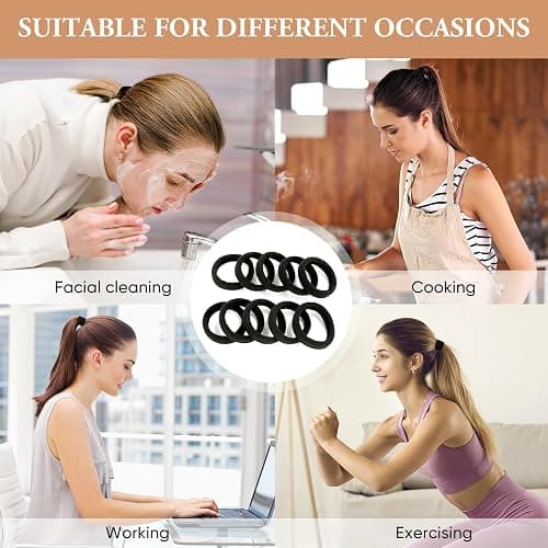 Ayogost Black Hair Ties No Damage 100PCS High Stretching Hair Ties Thick Hair Bands Large Ponytail Holders for Women Girls Thick Heavy Curly Hair thumbnail 5