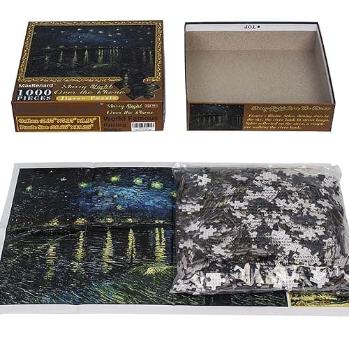 MaxRenard Game 1000 Pieces Jigsaw Puzzle Fine Art Collection Toy Starry Night Over The Rhone by Vincent Willem Van Gogh thumbnail 4
