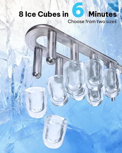 Silonn Ice Maker Countertop, 8 Ice Cubes in 6 Mins, 26.5 lbs/24H, 2 Bullet Ice Sizes, Self-Cleaning Bullet Ice Maker, Portable Ice Machine for Kitchen, Party, Office, and RV Camping thumbnail 2