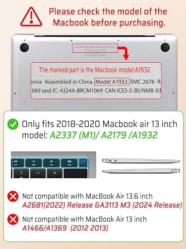 Seorsok Compatible with MacBook Air 13 Inch Case2022 2021 2020 2019 2018 Release A1932 A2179 M1 A2337 Touch ID,Woven Fabric Textured Elegant Leather Plastic Hard Shell Case with Keyboard Cover,Beige thumbnail 3