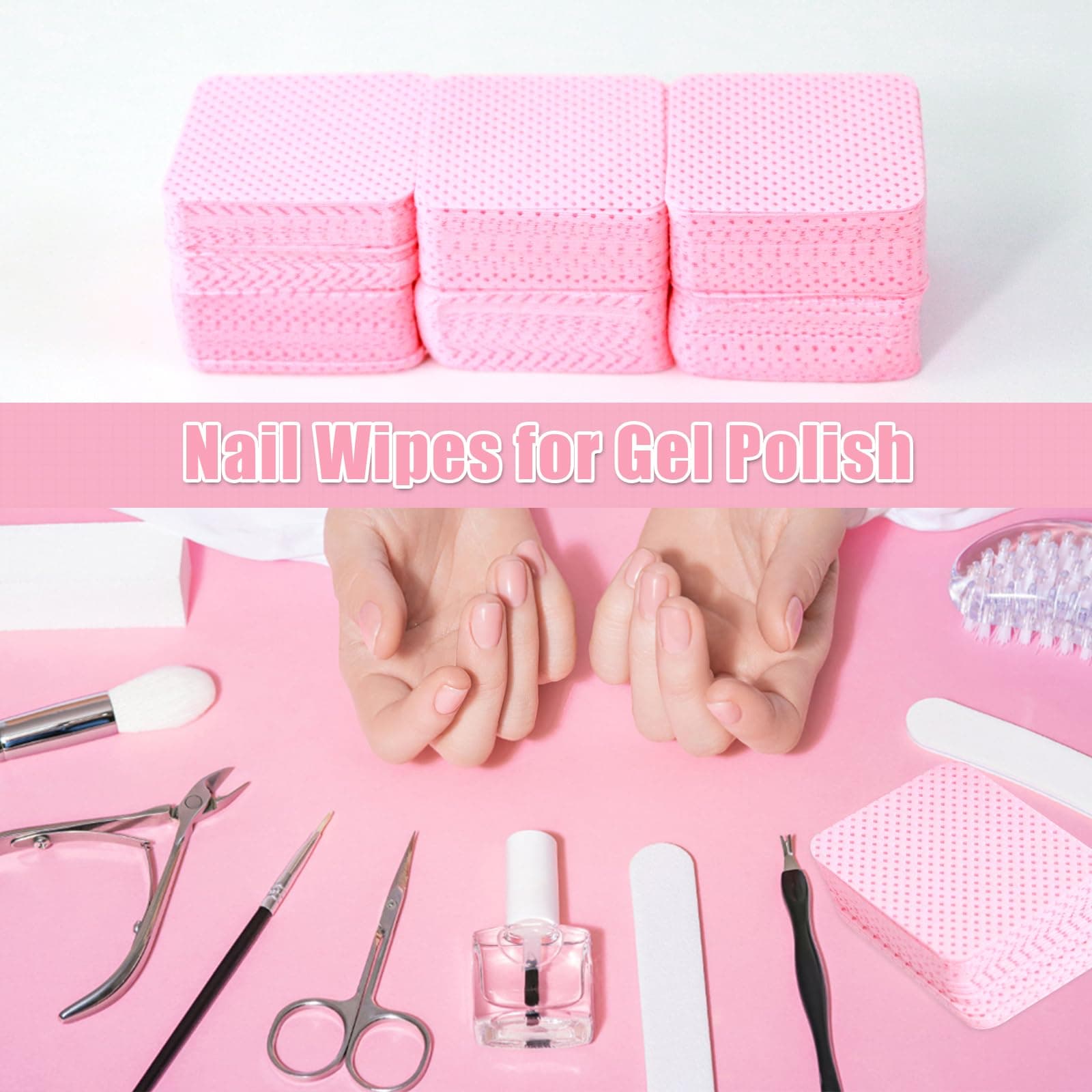 300 Lint Free Wipes for Gel Polish, UV Gel Polish, Absorbent Removal Wipes for Manicure and DIY Nail Art (Pink) thumbnail 6