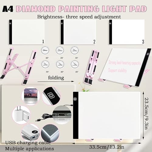 Lenxnmy 158pcs All-Inclusive Diamond Painting Tool Set Diamond Art Accessories Kit with A4 Diamond Painting Light Pad,Diamond Art Sealer Glue,Diamond Correction,Pens Storage Box for DIY Craft thumbnail 2