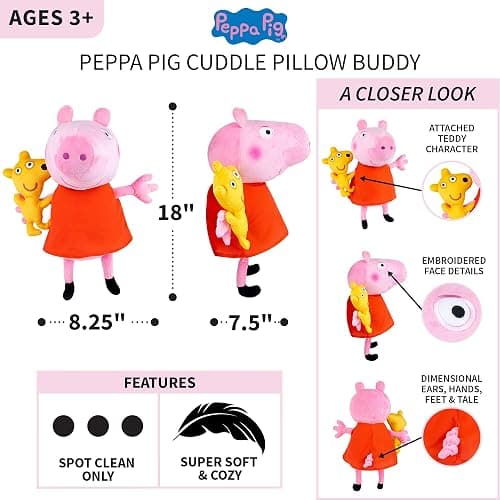 Peppa Pig Kids Bedding Super Soft Plush Cuddle Pillow Buddy, One Size, By Franco thumbnail 4