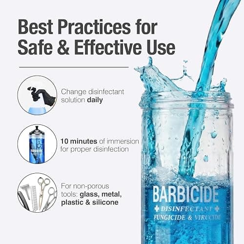 BARBICIDE Disinfectant Concentrate – Pint (16 Fl Oz) | EPA-Registered, Hospital-Grade Germicide for Salons & Barbershops | Anti-Rust Solution for Shears, Combs & Professional Tools thumbnail 6