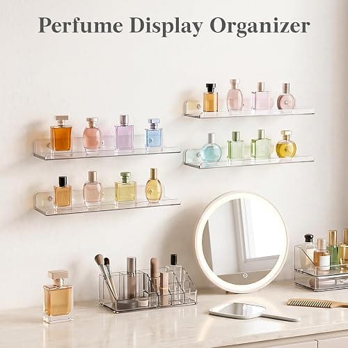 Lifewit Acrylic Floating Shelves for Bathroom 14" Clear, 4 Pack | Wall Mounted Display Shelf for Makeup, Skincare, Nail Polish, Book, Perfume Organizer for Bedroom, Living Room, Nursery Decor thumbnail 7
