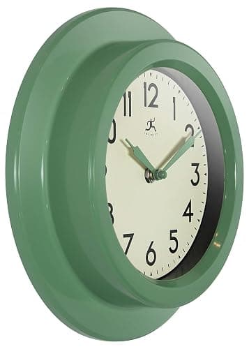 Infinity Instruments 9.75 Inch Retro Escape Midcentury Modern Indoor Round Non-Ticking Silent Battery Operated Easy to Read Wall Clock for Living Room, Bedroom, Kitchen, Home Office, Green thumbnail 5