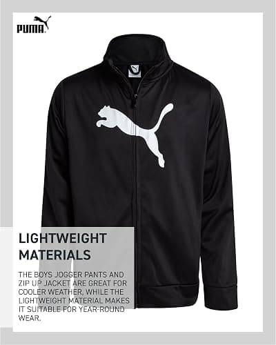 PUMA Boys Pants Set - 2 Piece Tricot Athletic Zip Up Jacket Sweatshirt and Active Jogger Pants - Boys Activewear Set (8-16) thumbnail 4