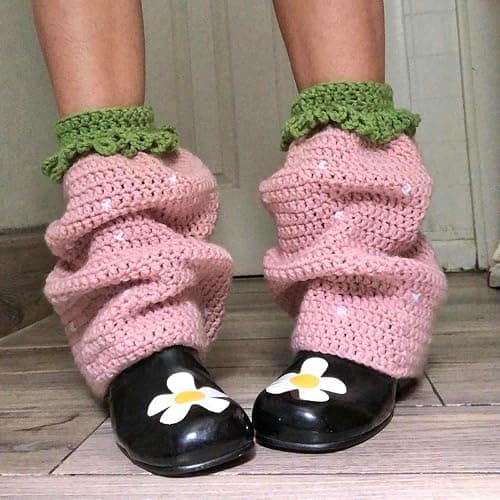 Hedovan Cute Leg Warmers Crochet Knit Boot Cuffs Cover Funny Socks Strawberry Leg Warmers Aesthetic Y2k Accessories thumbnail 2