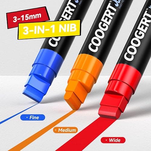 Coogert 8 Vibrant Colors Jumbo Poster Markers, 15MM Thick Permanent Acrylic Graffiti Markers, Wide Tip Paint Marker for Canvas, Posters Board, Fabric, Window, Wood, Teachers,Banner painting supplies thumbnail 2