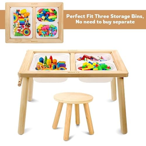 wingyz Sensory Table and Chair Set, 3 in 1 Kids Table for Play Study Art Dining Toys Storage, Sensory Activity Tables for Toddler with Storage Bins, Children's Gifts for Boys and Girls thumbnail 5