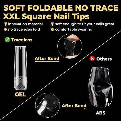 UNA GELLA Extra Long Square Nail Tips Pre-filed 240Pcs Square Gel Nail Tips | No C Curve XXL Long Press on Nails Full Cover Straight for Nails Extension Home DIY Salon 12 Sizes thumbnail 4