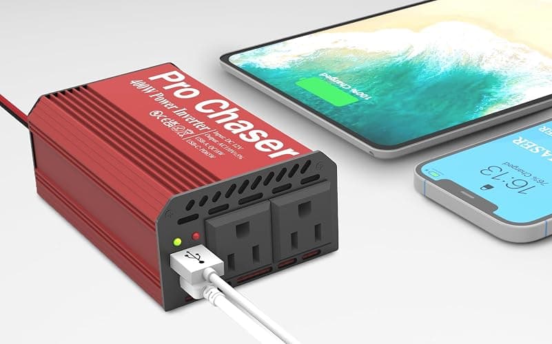 Pro Chaser 400W Power Inverters for Vehicles - DC 12v to 110v AC Car Inverter Converter, USB-A, PD 65W USB-C Ports, Dual AC Adapter for Air Compressor Laptops thumbnail 4