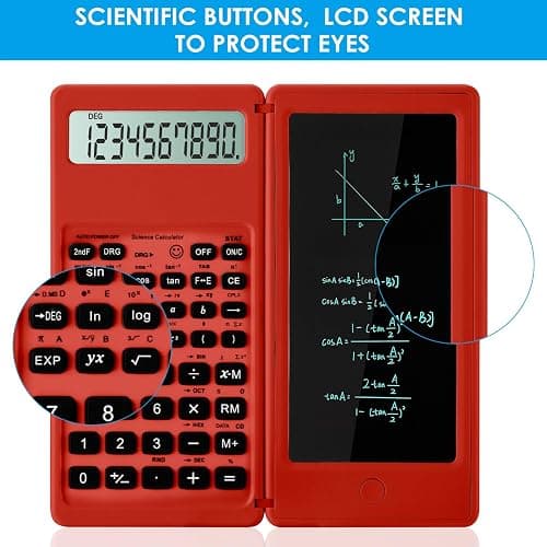 IPepul Scientific Calculators for Students, Red Math Calculator with Notepad,10-Digit Large Screen, Classroom Must Haves for Middle High School Supplies & College (Red) thumbnail 3