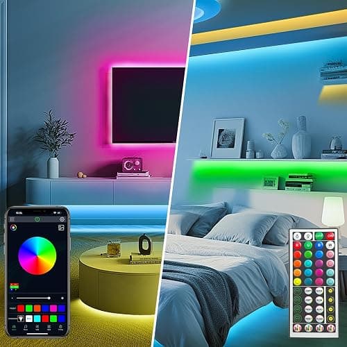 BATHEBRIGHT 30M Led Strip Lights Music Sync RGB Bluetooth Color Changing Flexible LED Light Strips,with Smart App Control Remote, Led Lights for Bedroom Room Lighting Flexible Home Decoration thumbnail 6