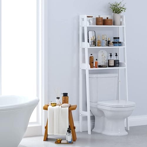 UTEX Over The Toilet Storage Shelf, 3-Tier Over Toilet Bathroom Organizer, Above Toilet Shelves Rack (White) thumbnail 7